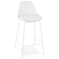 BARHOCKER Kunstleder Metallgestell Sitzhöhe 65cm Rückenlehne RENIXA MINI, Weiß 42x41,5x86,5 cm - Weiß, Kunststoff/Textil (42/87/42cm) - KADIMA DESIGN