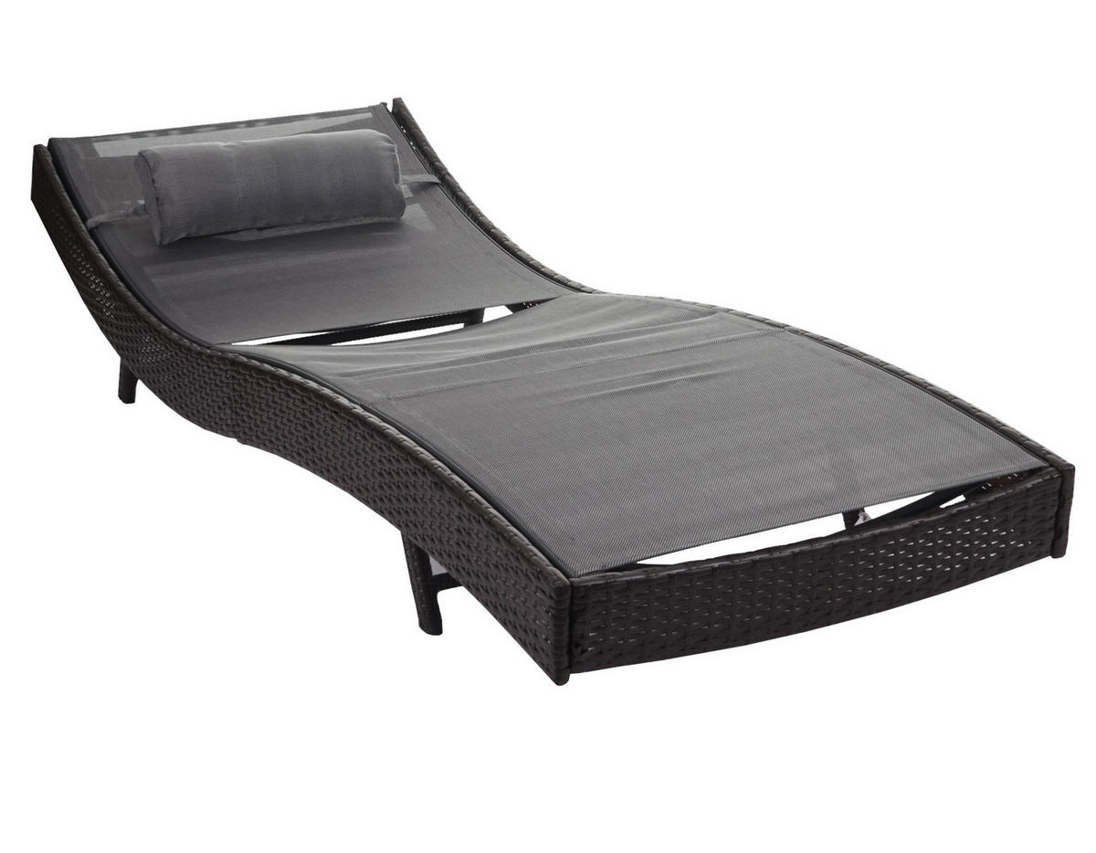 SONNENLIEGE Braun, Grau - Braun/Grau, Kunststoff (70/88/220cm) - MCW