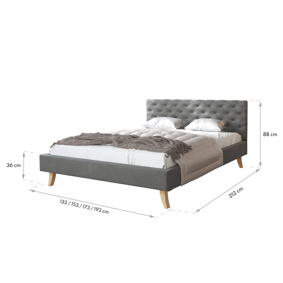 POLSTERBETT ZUZA türkis - Türkis/Birkefarben, Holzwerkstoff/Metall (180/200cm) - FDM