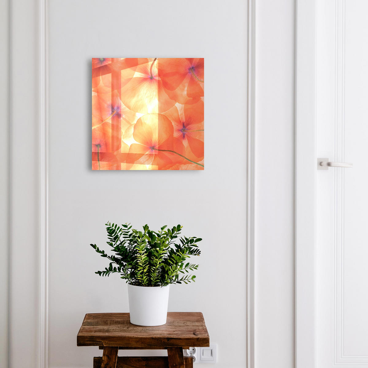 SCHLÜSSELBOX Schwarz 30x30 cm- Türöffnung nach rechts - Blumenekstase - Orange, Metall (30/30/5cm) - TULUP