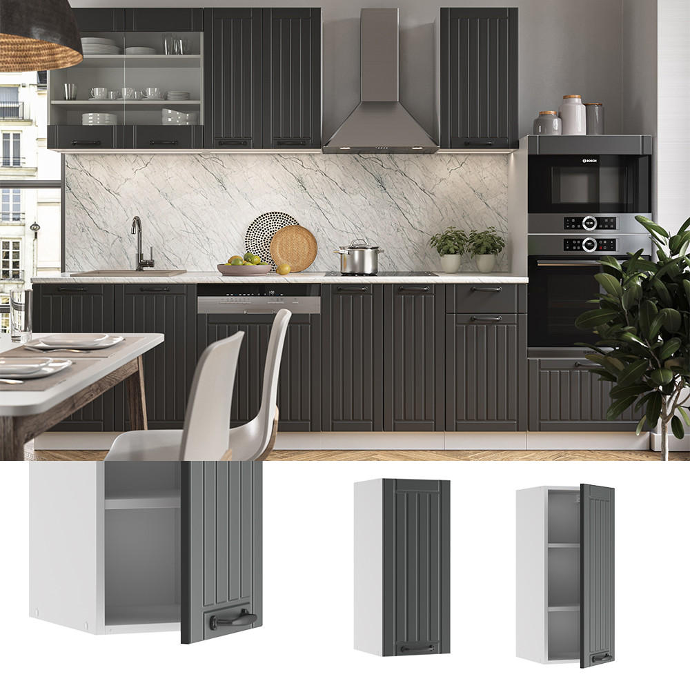 HÄNGESCHRANK Fame-Line Anthrazit Landhaus 30 cm - Anthrazit/Weiß, Holzwerkstoff (30/72/34.1cm) - Vicco