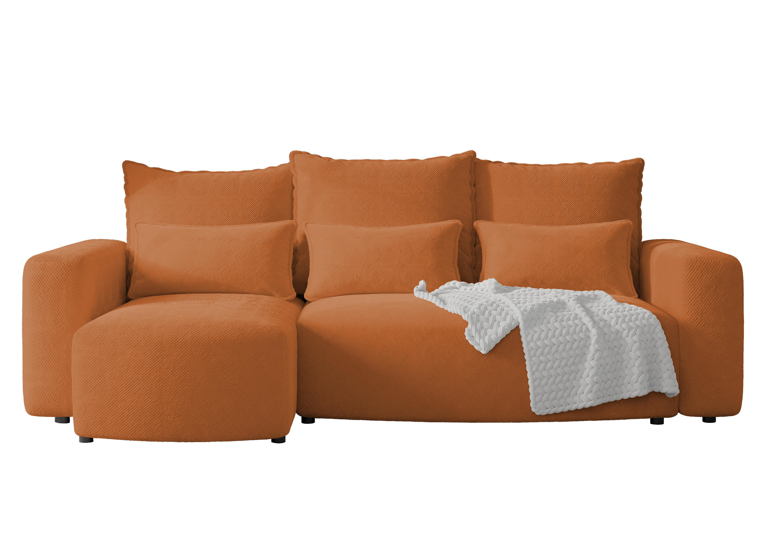 ECKSOFA Travis mit Bettkasten und Schlaffunktion, L-Form, Cord, Universal - Rostfarben, Holzwerkstoff (248/148cm) - 4ALL HOME
