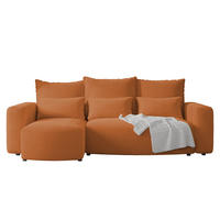 ECKSOFA Travis mit Bettkasten und Schlaffunktion, L-Form, Cord, Universal - Rostfarben, Holzwerkstoff (248/148cm) - 4ALL HOME