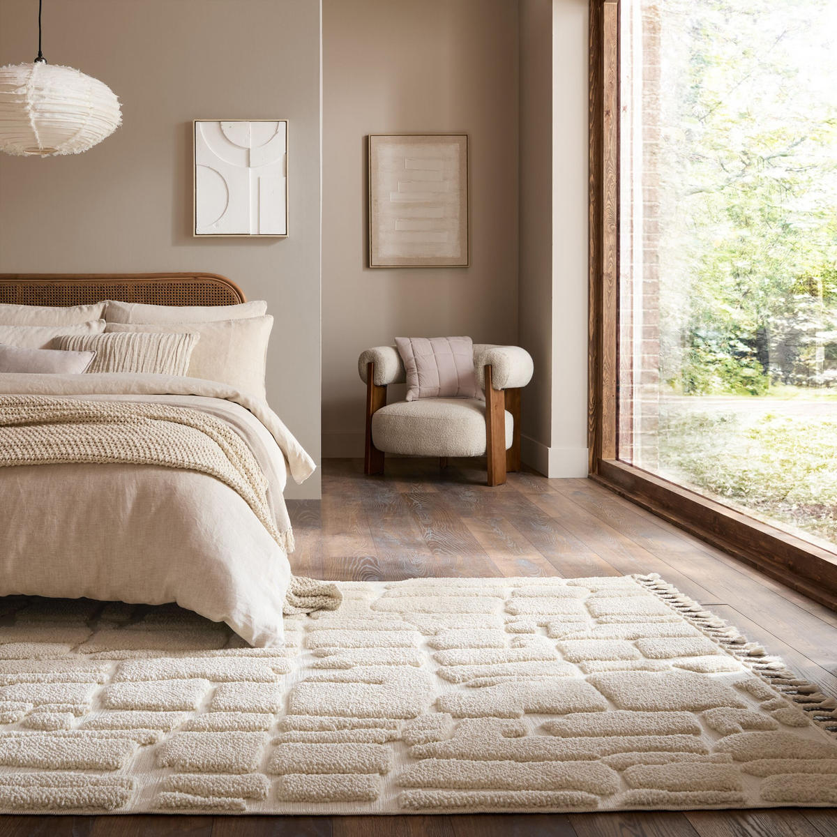 HOCHFLORTEPPICH mit Fransen MARA, geometrisch, Creme, 200 x 300 cm - Beige, Textil (300/200cm) - KADIMA DESIGN