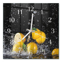 WANDUHR 30x30 cm - Zitronen - Gelb, Glas (30/30/0.4cm) - TULUP