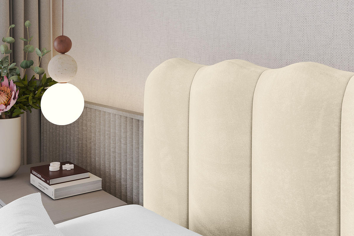 POLSTERBETT mit Bettkasten und Lattenrost, Bett mit Matratze H3/H4 - SORA 180x200 Beige - Ecru, Holzwerkstoff/Textil (180/200cm) - ALTDECOR