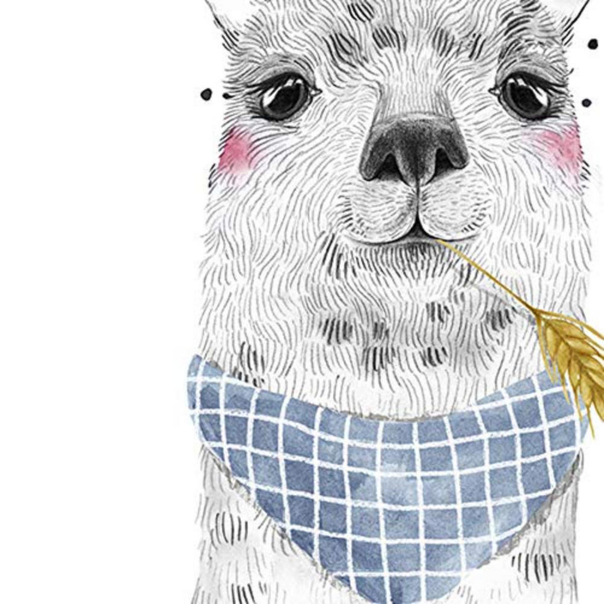 POSTER Set mit 4 Kindern Tieren mit rosa Kaugummi und Gläsern A3 Schwarzer Rahmen - Schwarz, Papier (29.7/3cm) - Nacnic