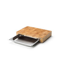 SCHNEIDEBRETT mit Edelstahl-Schublade, Gummibaumholz, 39 x 27 x 6.5 cm - Braun, Holz (27/39cm) - Continenta