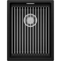 UNTERBAUSPÜLE GRANIT Praga, 2-er set Schwarz Metallic 36/47 cm 1 Becken + Ablauf-Set + Aufrollbare Abtropffläche ab 40er Unterschrank - Chromfarben/Schwarz Hochglanz, Kunststoff (36/20/47cm) - Primagran