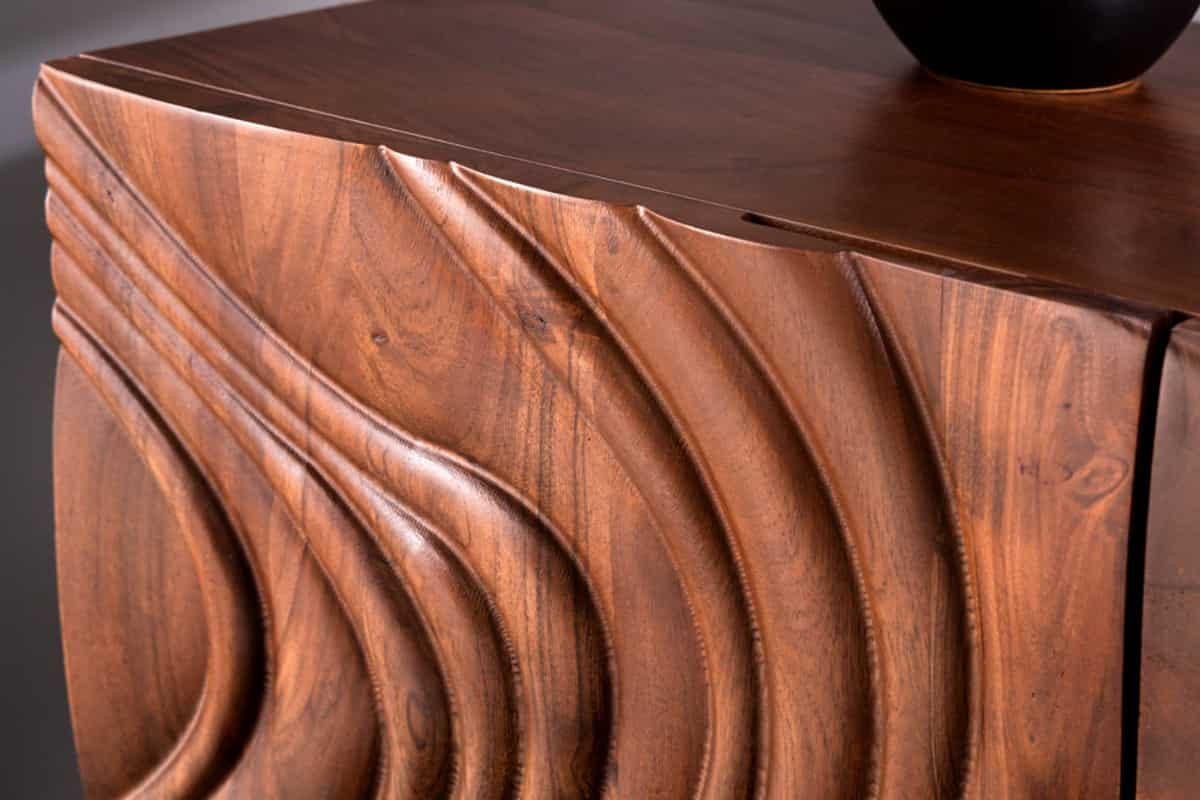SIDEBOARD FLUID Akazie Braun 175cm - Schwarz/Braun, Holz/Metall (175/76/40cm) - riess-ambiente