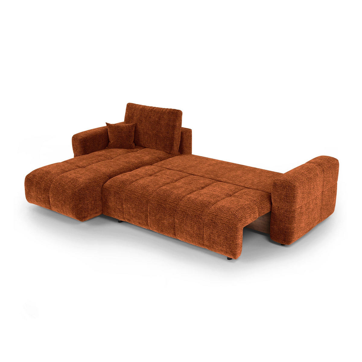 LINKSECK-SCHLAFSOFA mit Stauraum VIBE Kettgewebe mit weichem Griff Terrakotta 286cm - Dunkelorange/Terracotta, Textil (286/169cm) - Premium Interiors
