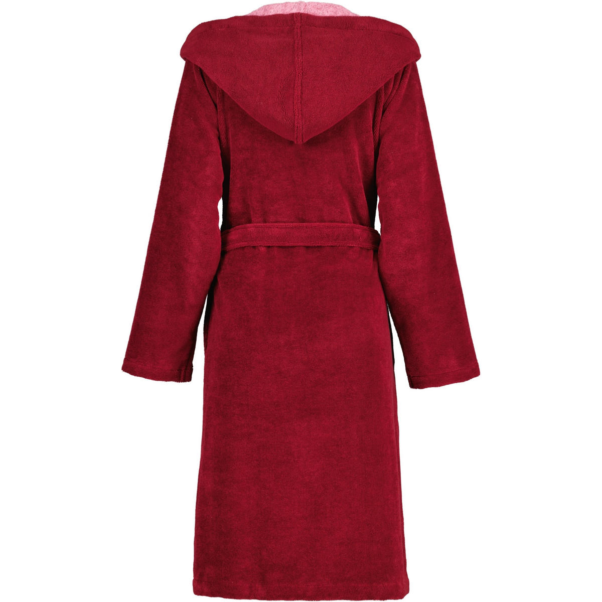 BADEMANTEL DAMEN KURZMANTEL MIT KAPUZE PALERMO BURGUNDY - 016 - Rot, Textil (XLnull) - Vossen