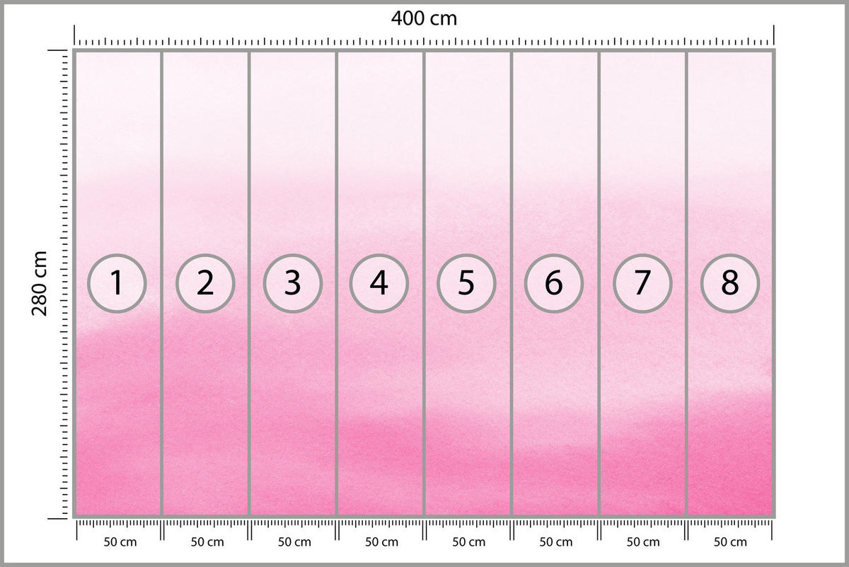 FOTOTAPETE für Schlafzimmer Ombré in Rosatönen Pastell 400x280 - Rosa/Weiß, Papier (400/280cm) - Muralo