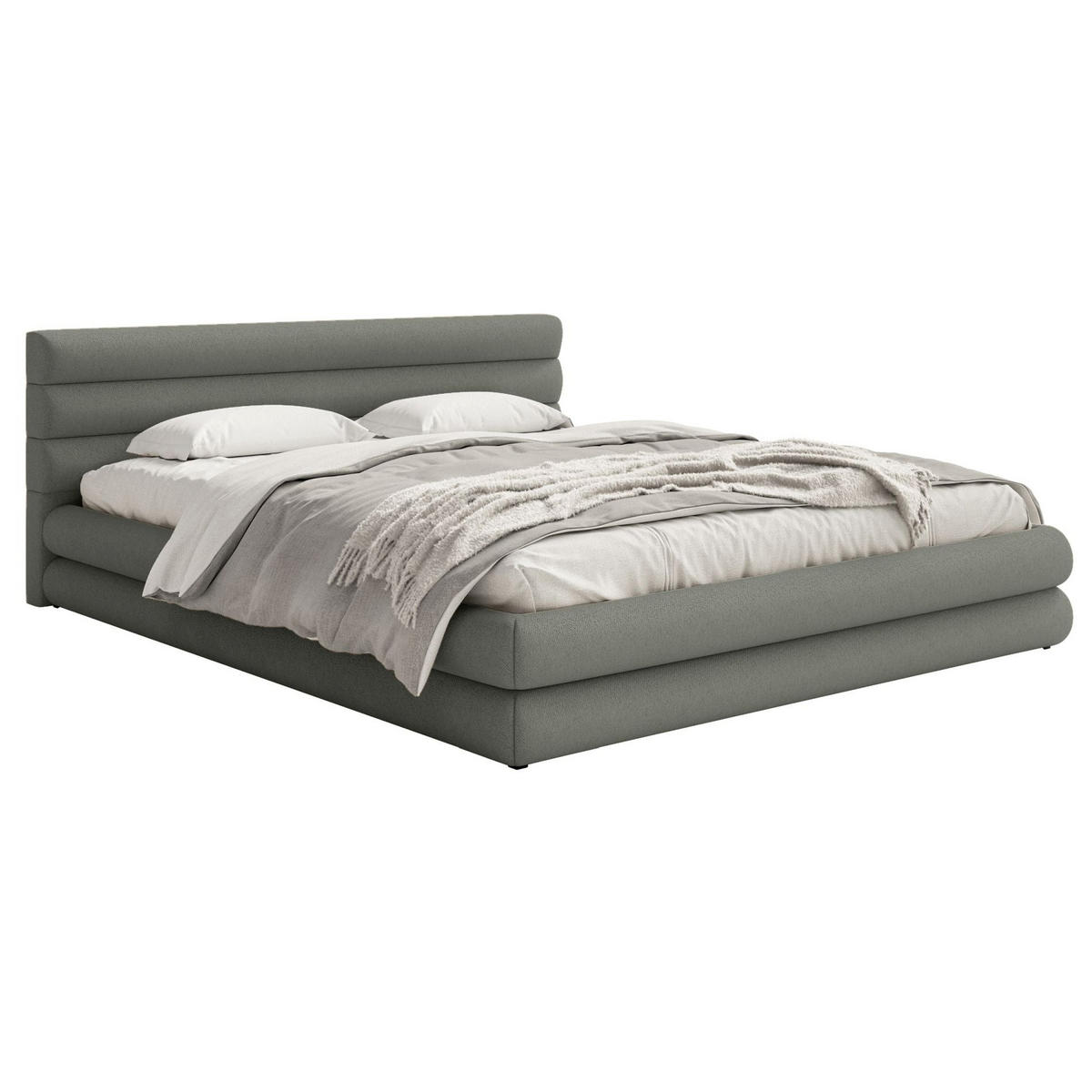 POLSTERBETT Alegre Grau Chenille 180x200 cm - Schwarz/Grau, Holz/Textil (180/200cm) - Selsey