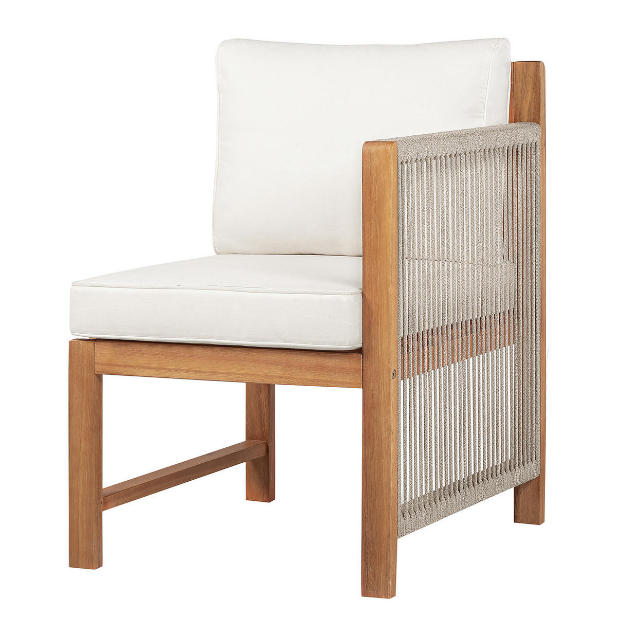 DINING-LOUNGESET - 5-teilig - Akazie massiv / Polyester - Braun / Beige - Beige/Braun, Holz/Textil - home24