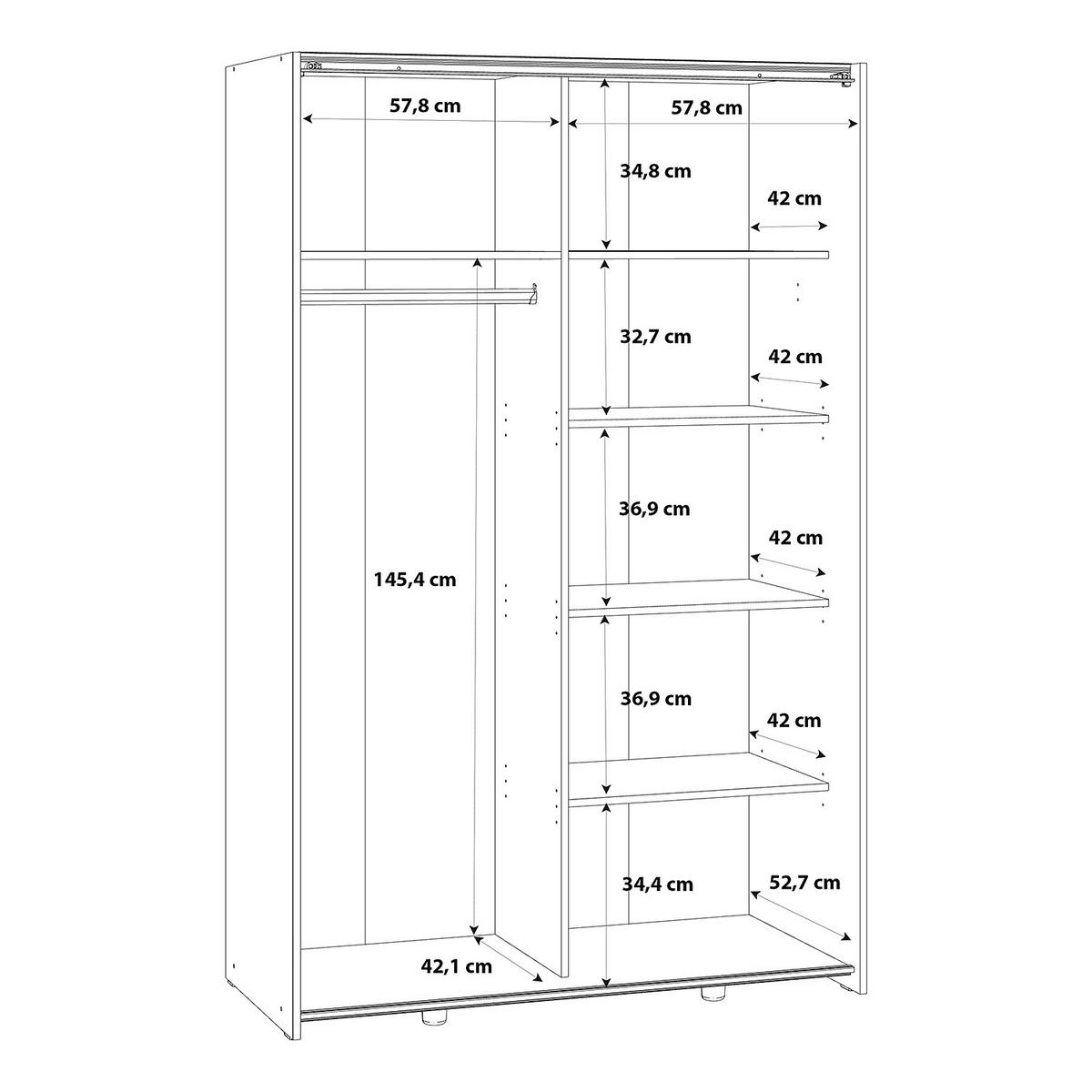 SCHWEBETÜRENSCHRANK - Anthrazit/Eiche Artisan, Holzwerkstoff/Metall (120/191/61cm) - home24