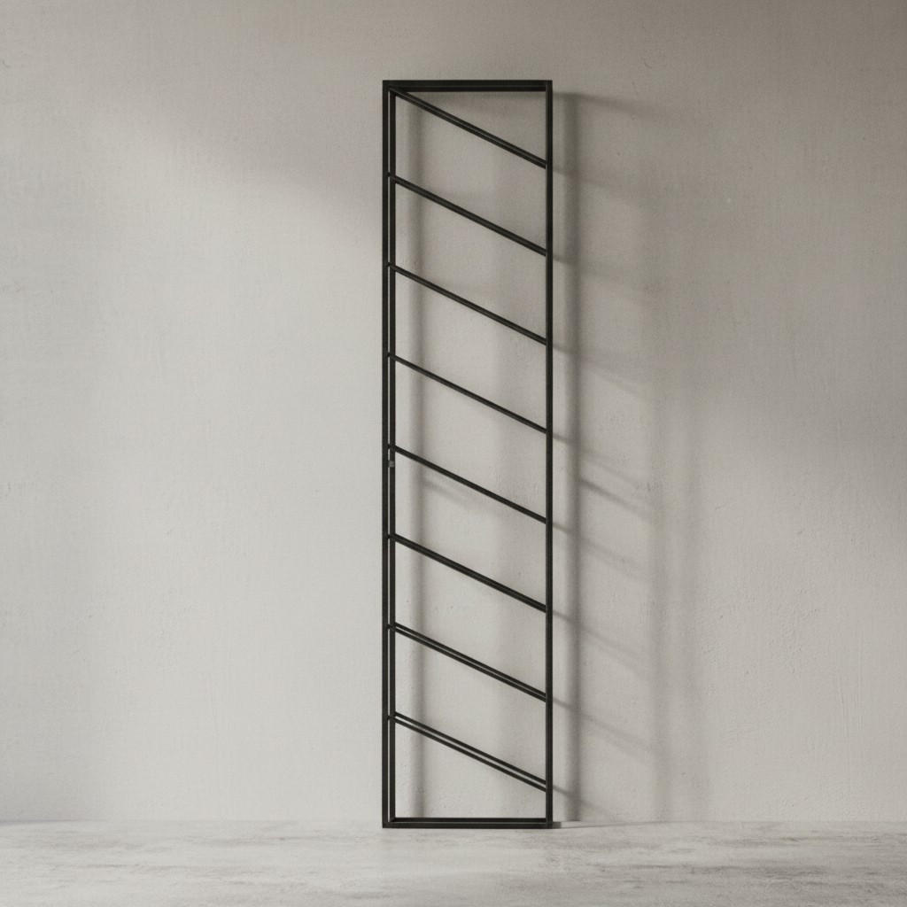 WEINREGAL STILVIN Eisen Pulverbeschichtet Wandmontage Handgefertigt, Schwarz 36x8x150 cm - Schwarz, Metall (36/150/8cm) - KADIMA DESIGN