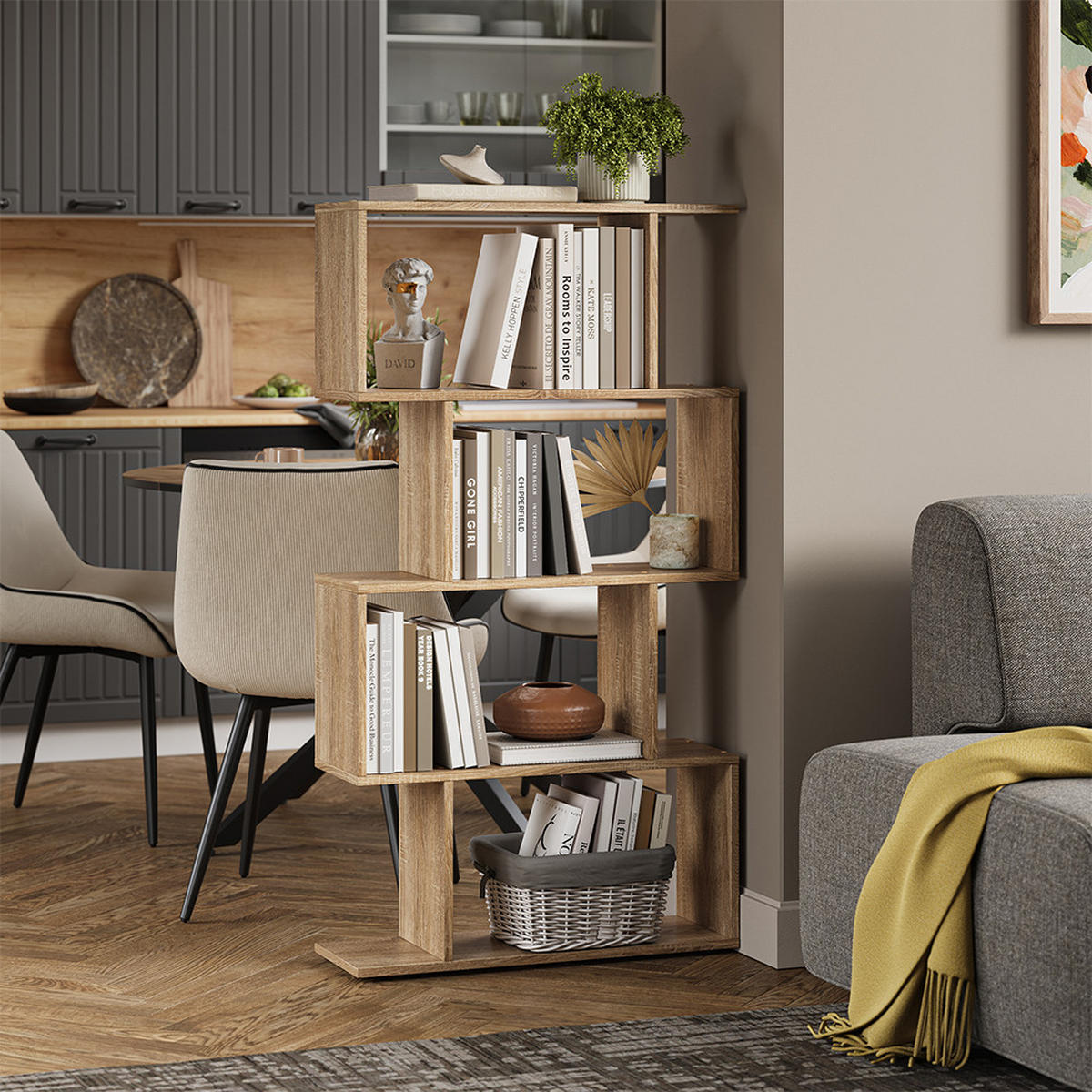 RAUMTEILER Levio Sonoma 70 x 132.1 cm 4 Fächer - Sonoma Eiche, Holzwerkstoff (70/132.1/23.8cm) - Vicco