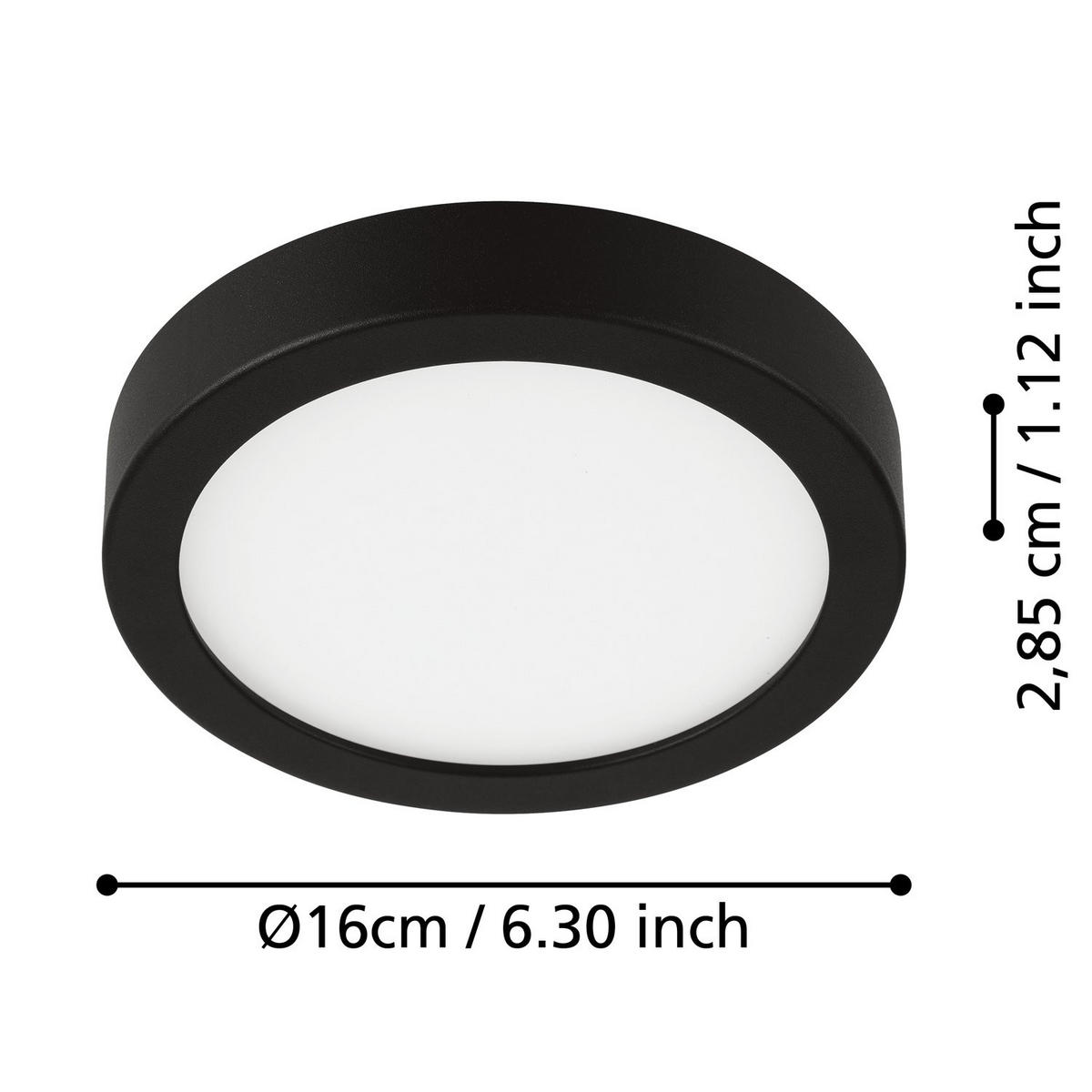 DECKENLEUCHTE FUEVA Schwarz - Schwarz/Weiß, Metall (8/8/2.8cm) - Eglo