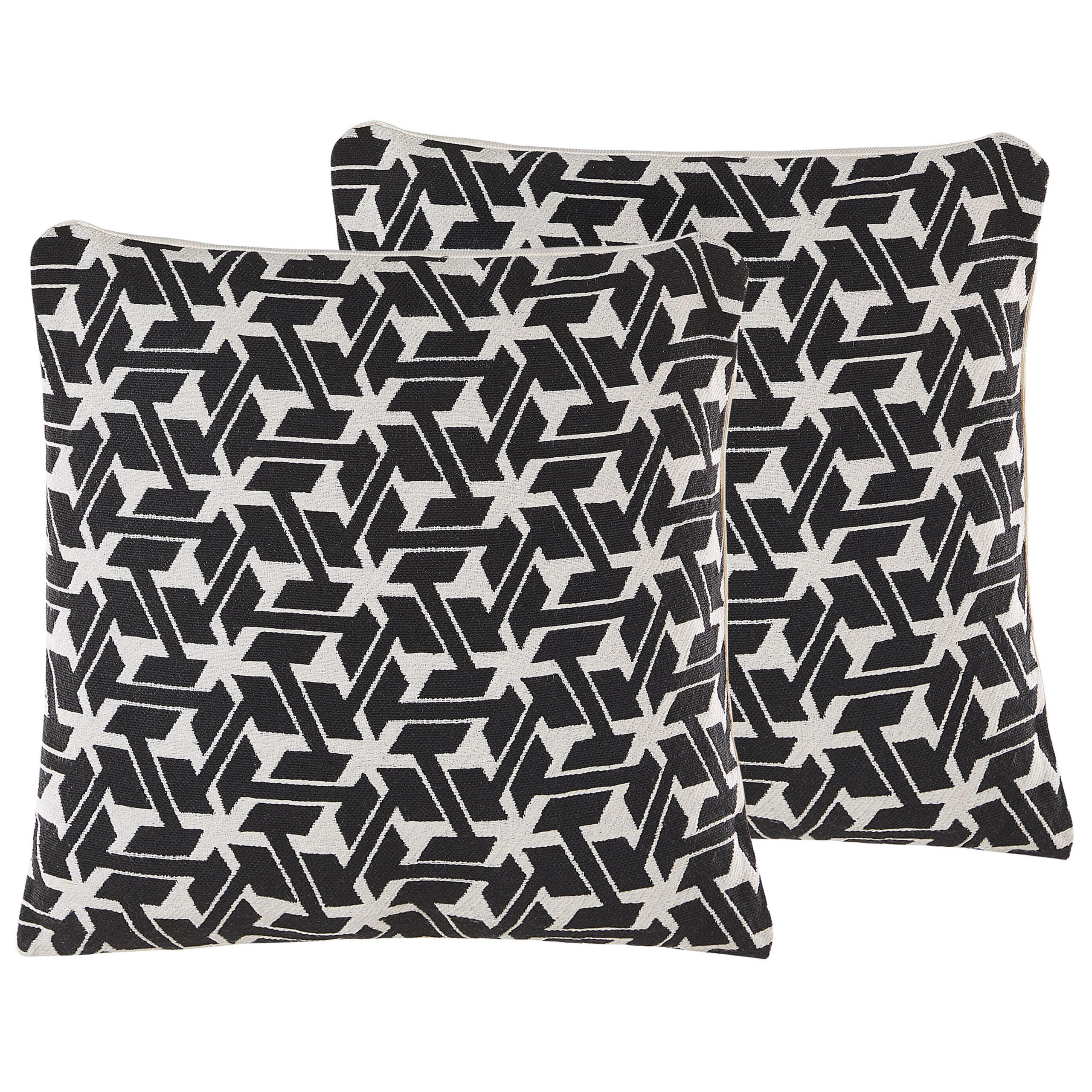 DEKOKISSEN 2er-Set Creme 45/45 cm Andirin - Creme/Schwarz, Naturmaterialien/Textil (45/45cm) - Beliani