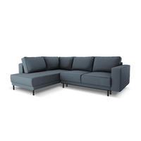 AUSKLAPPBARES-ECKSOFA links Caro aus strukturiertem Stoff blau 5 Sitzplätze - Blau, Textil (187/247cm) - Micadoni