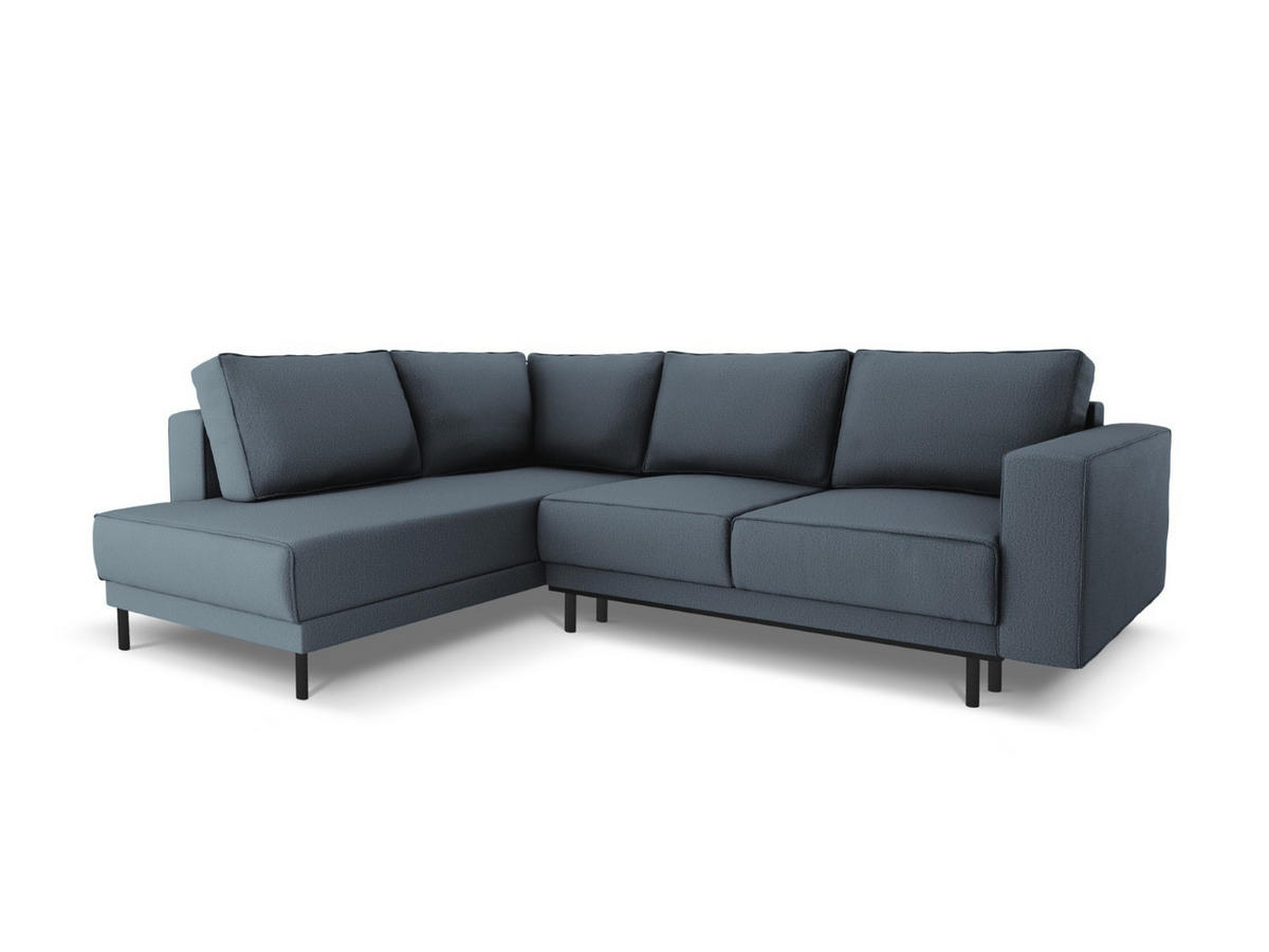 AUSKLAPPBARES-ECKSOFA links Caro aus strukturiertem Stoff blau 5 Sitzplätze - Blau, Textil (187/247cm) - Micadoni
