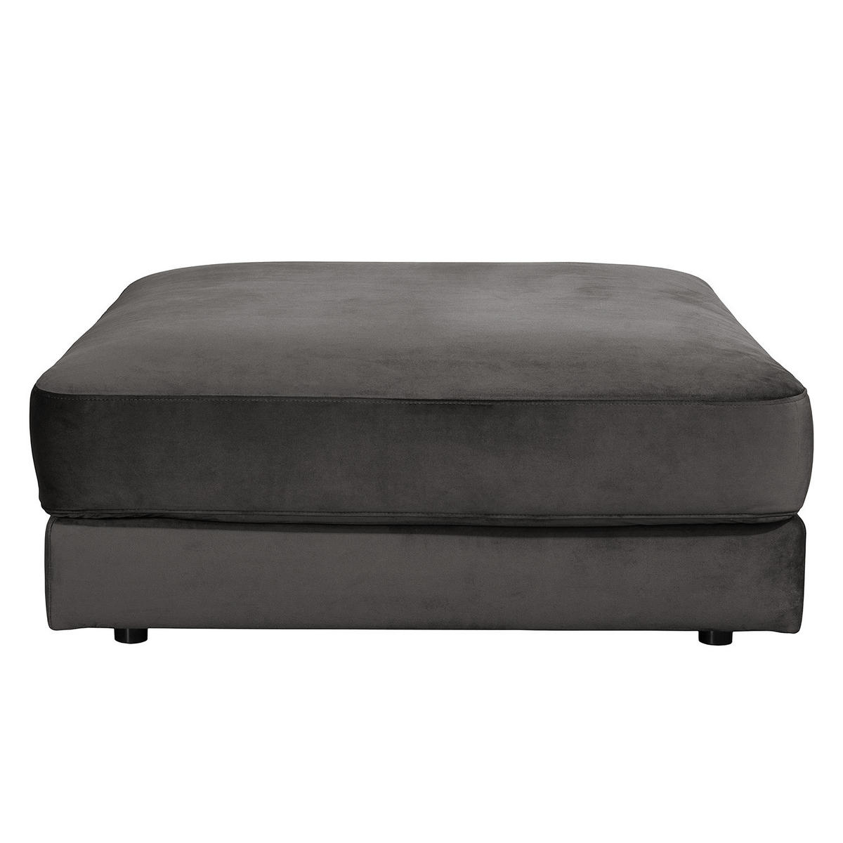 POLSTERHOCKER - Samt - Dunkelgrau/Schwarz, Textil/Metall (112/42/112cm) - home24