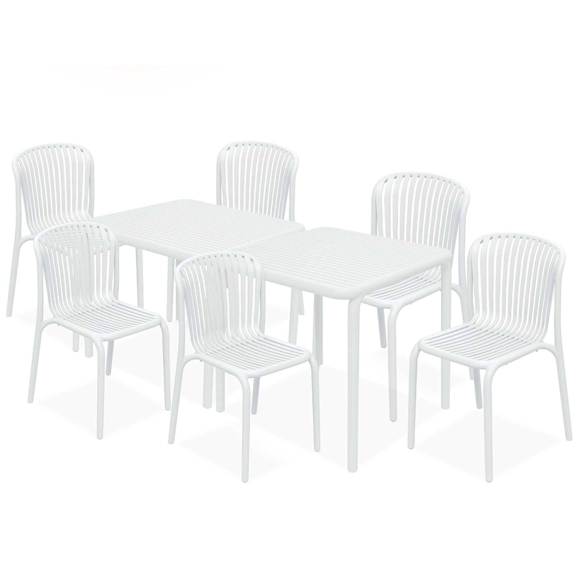 GARTEN ESSGRUPPE FICCARI, Gartenmöbel-Set 8-tlg, Weiß - Weiß, Kunststoff - KONSIMO®