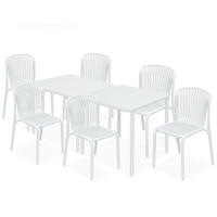 GARTEN ESSGRUPPE FICCARI, Gartenmöbel-Set 8-tlg, Weiß - Weiß, Kunststoff - KONSIMO®