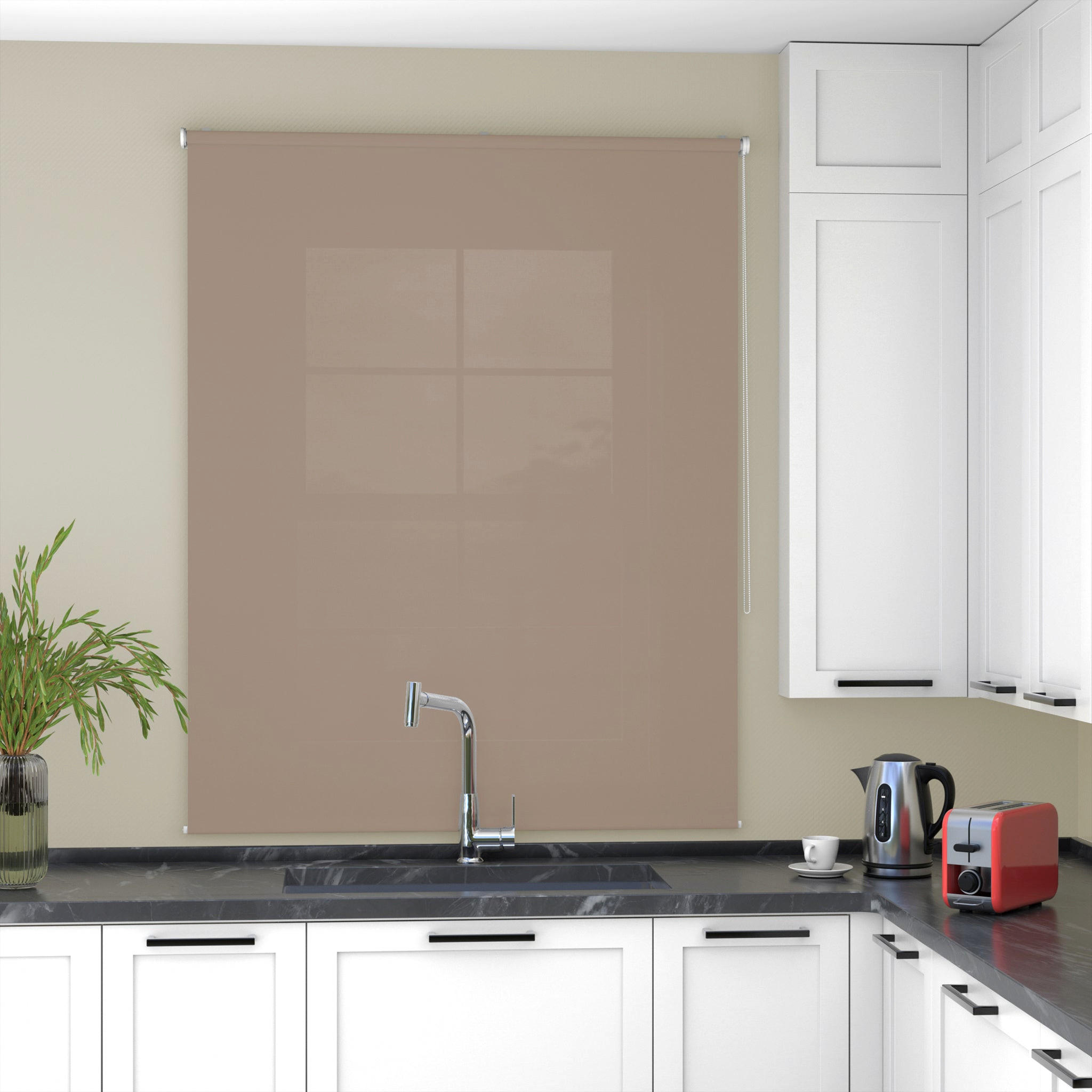 Thumbnail - Deco-Raum Rollo, Hellbraun, Textil, Uni, Füllung: Polyester, Rechteckig, 115x150x150 cm, Wohntextilien, Rollos & Jalousi...