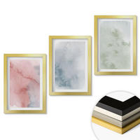 WANDBILDER 3er Set - 20x30 cm Goldrahmen - Pastellfarbene Aquarellstrukturen - Goldfarben, Kunststoff (20/30cm) - ArtPrintCave
