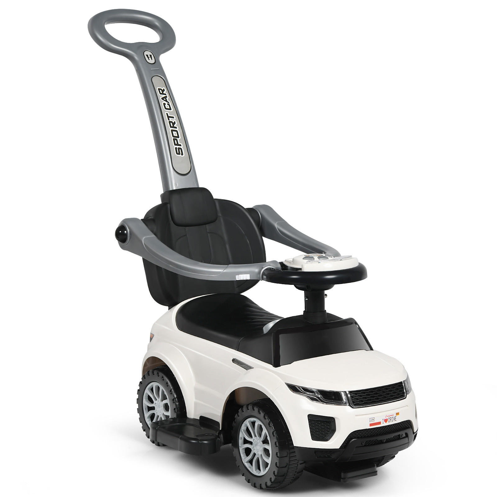 SCHIEBEWAGEN Weiß - Weiß, Kunststoff (43/84/89cm) - COSTWAY