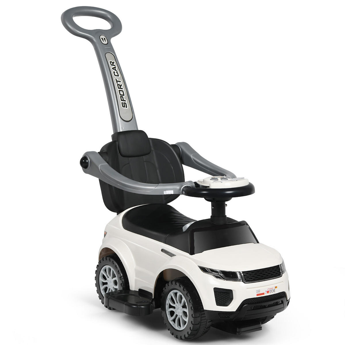 SCHIEBEWAGEN Weiß - Weiß, Kunststoff (43/84/89cm) - COSTWAY