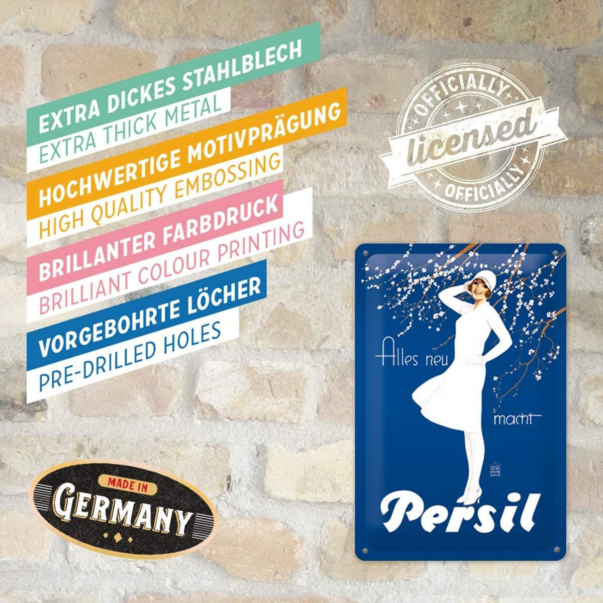 BLECHSCHILD 20/30 cm Persil Weiße Dame Blau - Multicolor, Metall (20/30/0.2cm) - Nostalgic-Art