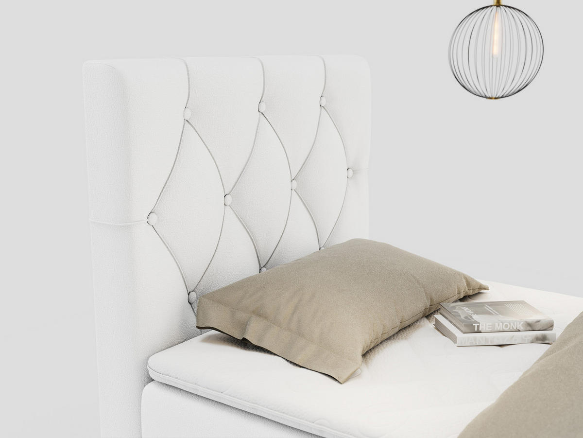 BOXBETT ALDA 90/200 Weiß Kunstleder - H4 - Links Seite - Weiß, Holz/Textil (90/200cm) - MKS