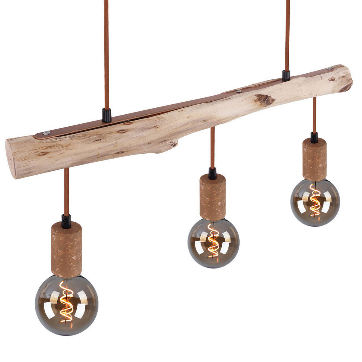 HÄNGELEUCHTE Holzoptik Braun Matt - Braun, Holz (60/8.5/140cm) - Globo Lighting