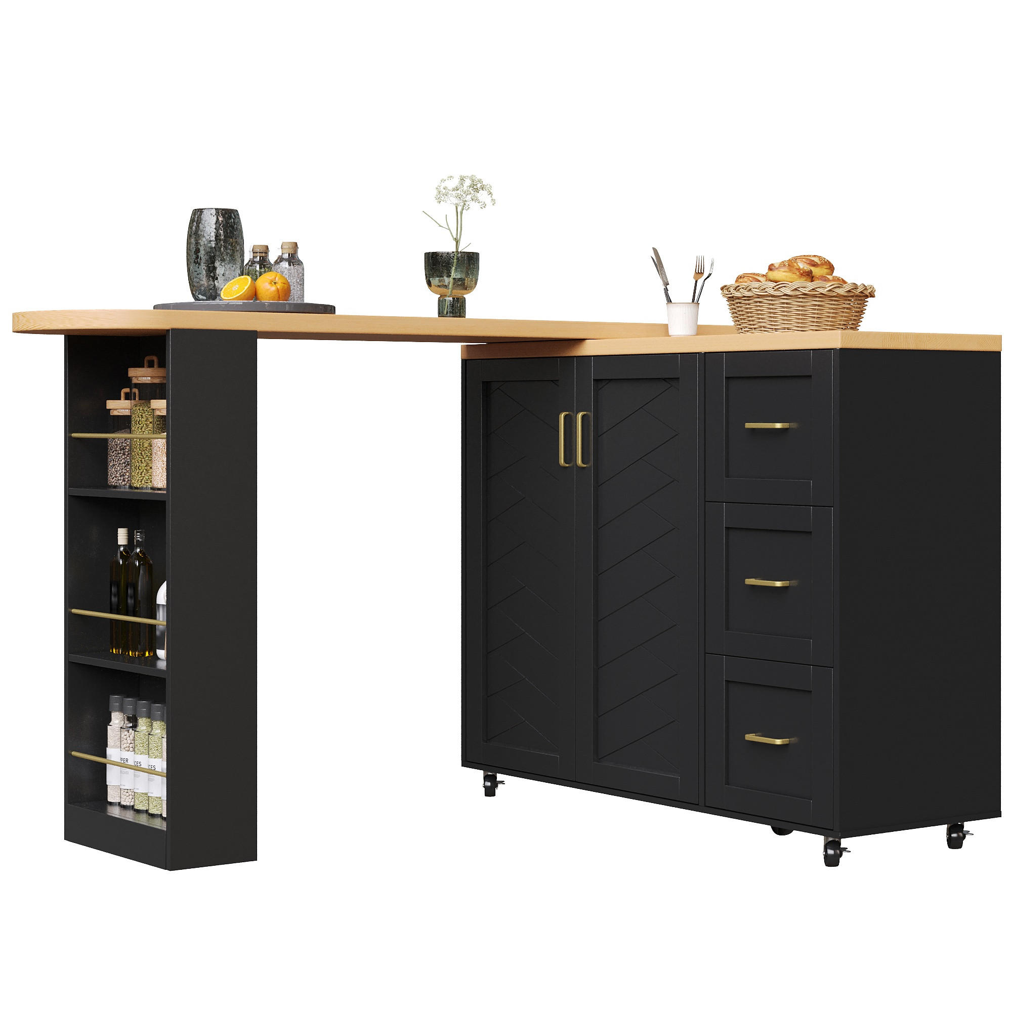 BARTISCH ausziehbar 135-228/39/104 cm DE-39584 Schwarz - Schwarz, Holzwerkstoff (39/135/104cm) - ComfortXL