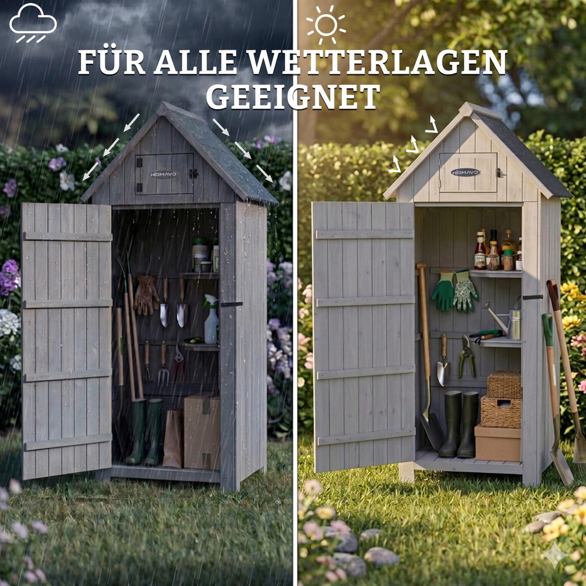 GERÄTESCHUPPEN ，SS01-Gris - Grau, Holz (54.3/179/77cm)