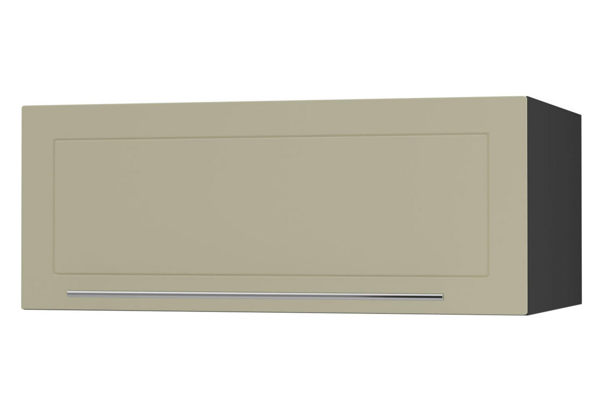 KLAPPHÄNGESCHRANK Kvantum W6B/90 Vanille Matt / Schwarz Matt 90 / 59 / 36cm - Creme/Schwarz, Holz/Holzwerkstoff (90/36/59cm) - Feldmann-Wohnen