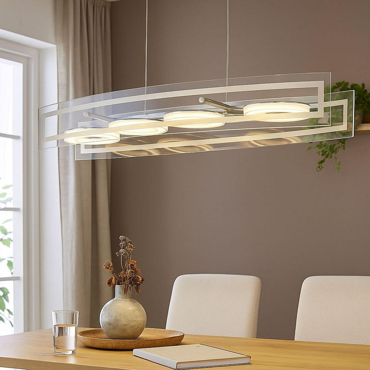 LED HÄNGELEUCHTE CORA Glas Silber - Silberfarben, Glas (23/80/150cm) - Esto