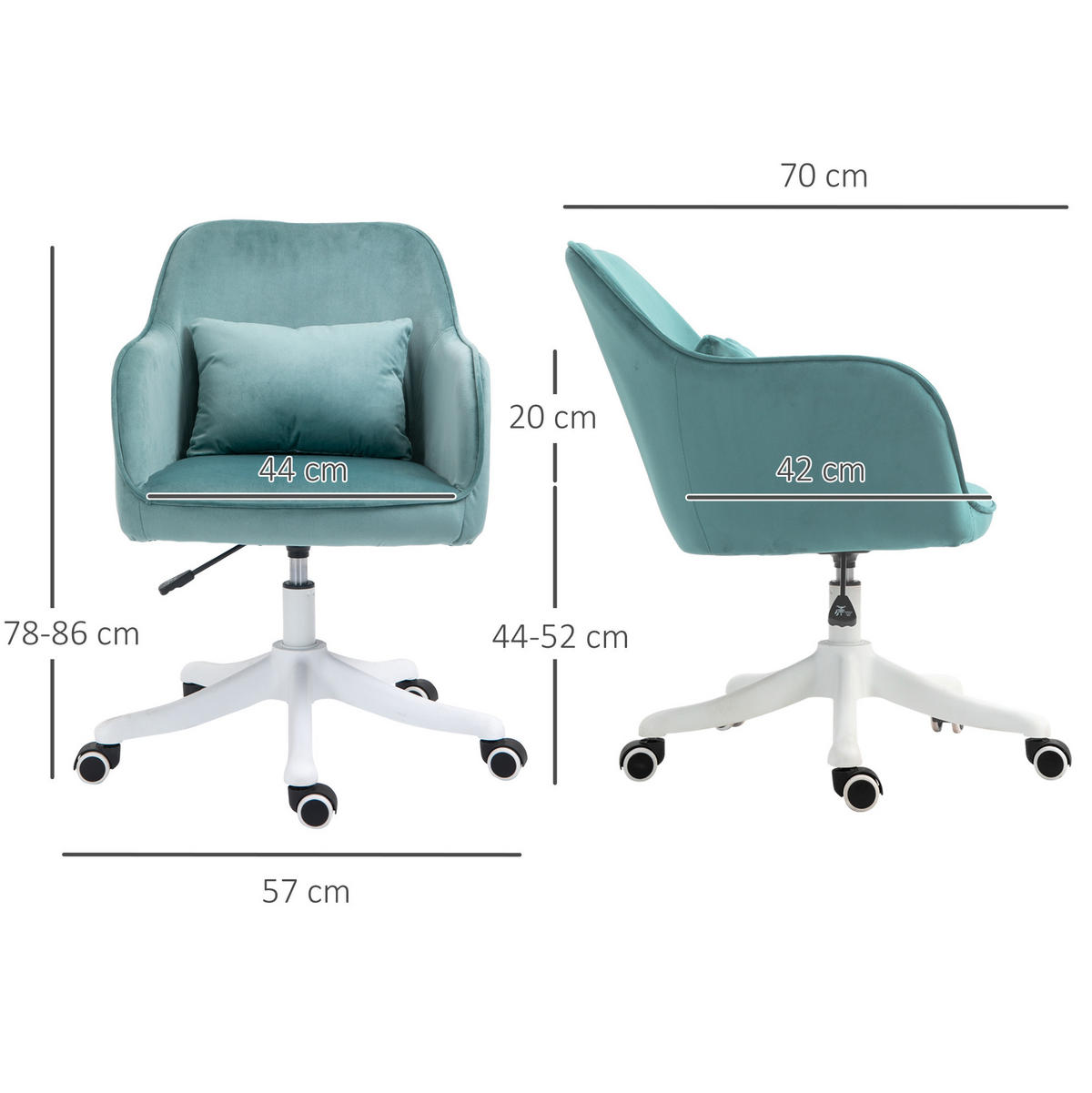 DREHSTUHL 57/78-86/70 cm Grün aus Foam höhenverstellbar - Grün, Kunststoff (70/86/57cm) - OKMYHOME