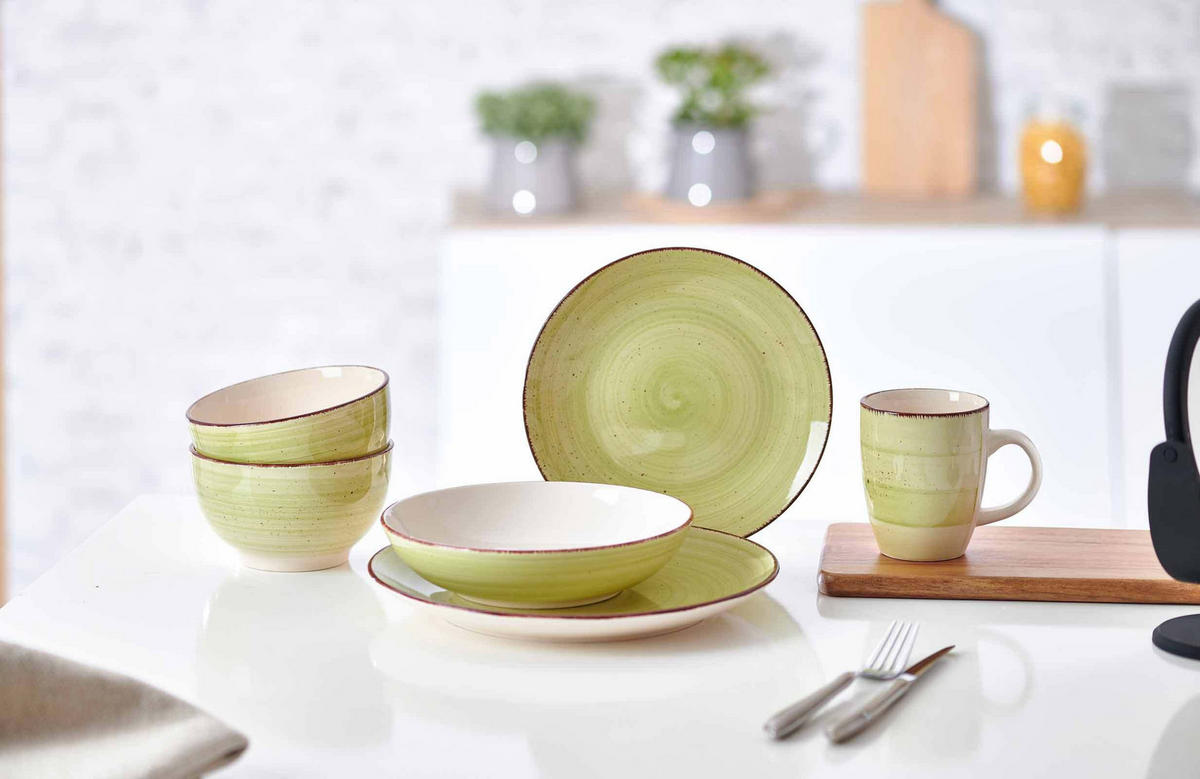 TAFELSERVICE Happy grün 12er Set - Grün, Keramik (2/2/2cm) - Ritzenhoff Breker