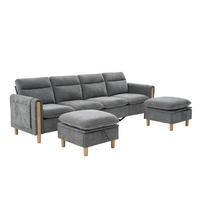 SOFA mit Stauraum 261 x 77 x 86 cm Hellgrau - Hellgrau, Holz (77/86/261cm) - Meubliv