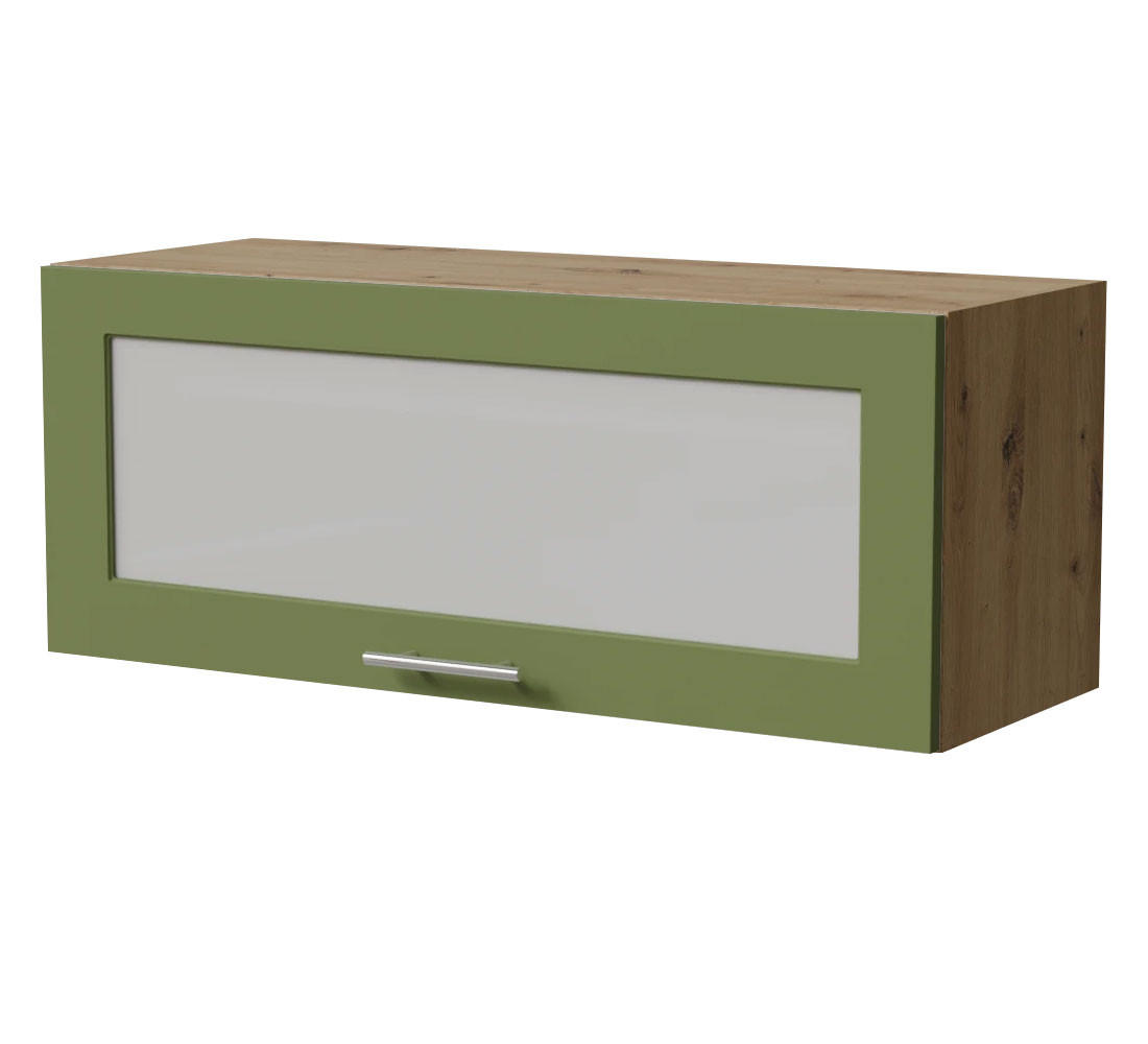 KLAPPHÄNGESCHRANK Brerra W4BS/90 WKF Eiche Artisan / RAL 6025 farngrün Matt 90 / 32,5 / 36cm - Eiche Artisan/Grün, Holz/Holzwerkstoff (90/36/32.5cm) - Feldmann-Wohnen