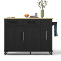 KÜCHENINSEL mit Klappblatt 120 x 40/65 x 90 cm Schwarz/Natur - Schwarz, Holz (40/90/120cm) - Beauniv