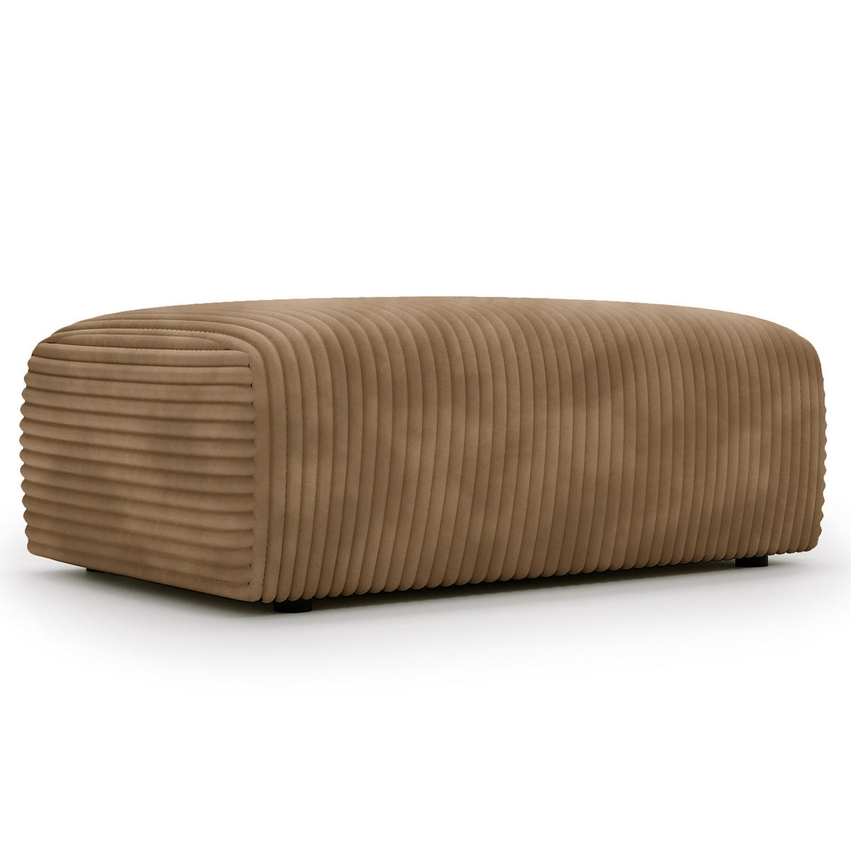 POLSTERHOCKER - Cord - Hellbraun/Schwarz, Kunststoff/Textil (110/40/72cm) - home24