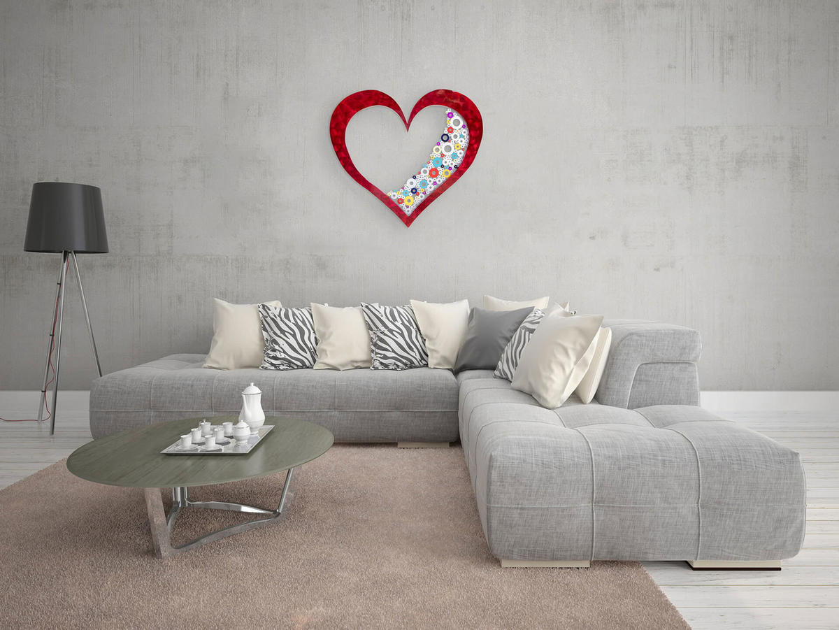 WANDDEKO Rot 100/91 cm - Rot, Metall (4.81/91/3cm) - KUNSTLOFT