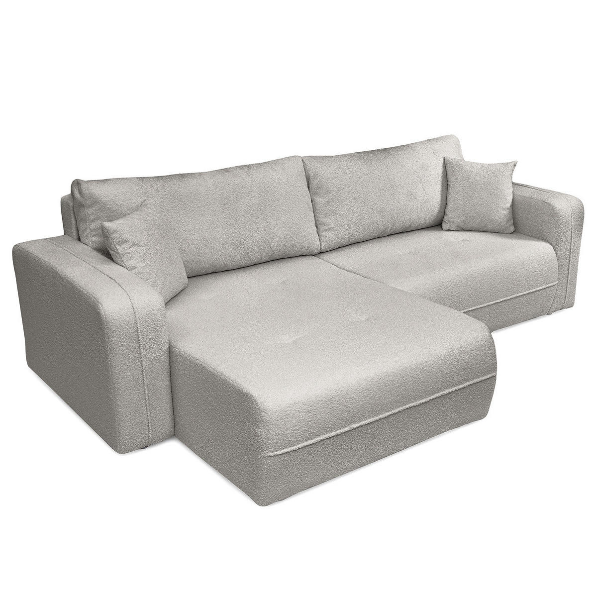 ECKSOFA mit Schlaffunktion - 244 cm - Hellgrau/Schwarz, Kunststoff/Textil (244/145cm) - home24