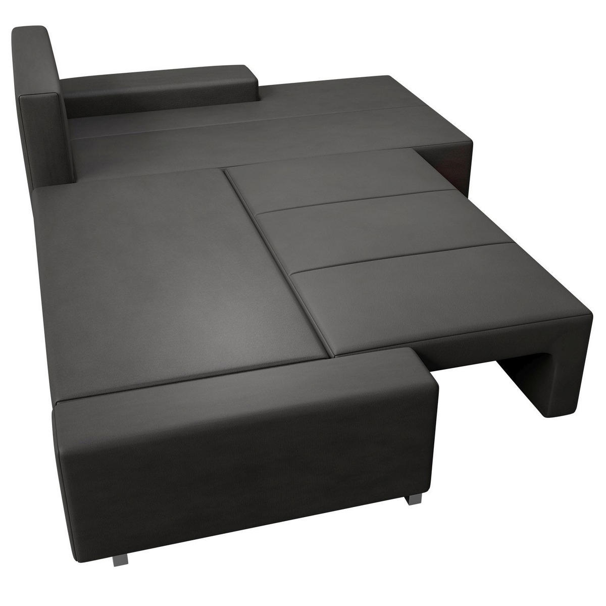 SOFA Davos mit Ottomane rechts dunkelgrau inkl LED - Dunkelgrau, Textil (260/180cm) - Juskys