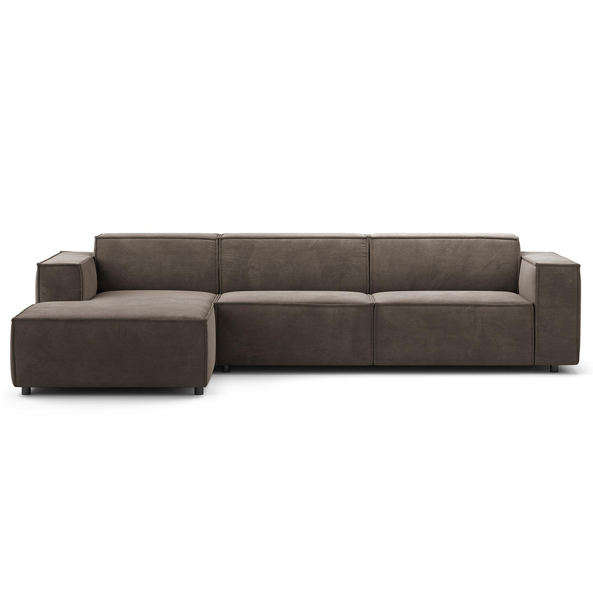 ECKSOFA mit Longchair - Taupe/Schwarz, Kunststoff/Textil (294/177cm) - home24